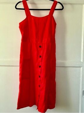 Vince Camuto Bright Red Button-Front Midi Dress